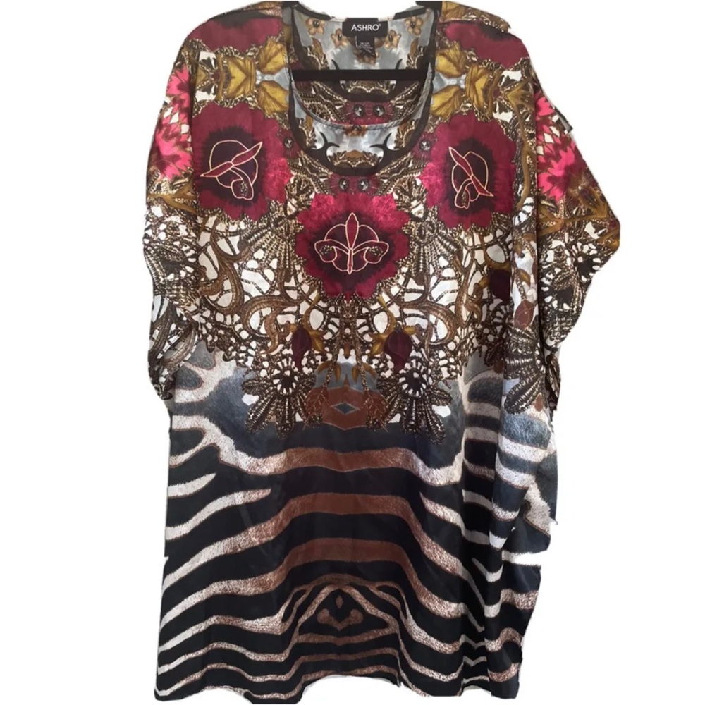 Stunning retro styled super soft and light satin kaftan dress or top.